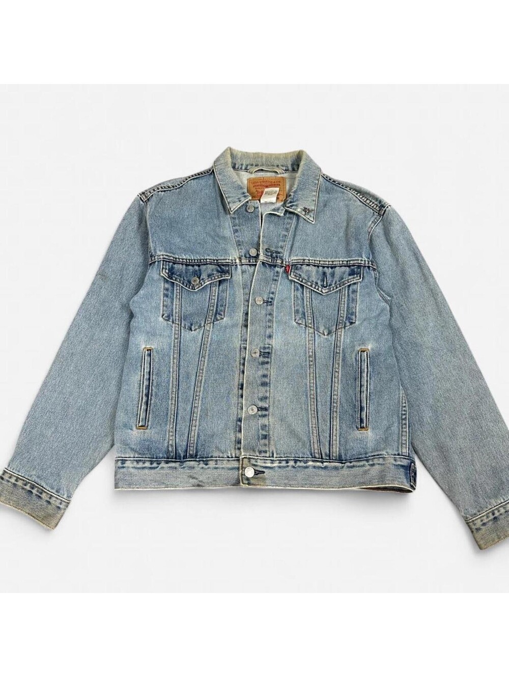Vintage Levi’s Denim Trucker jacket distressed light washed Mens Medium